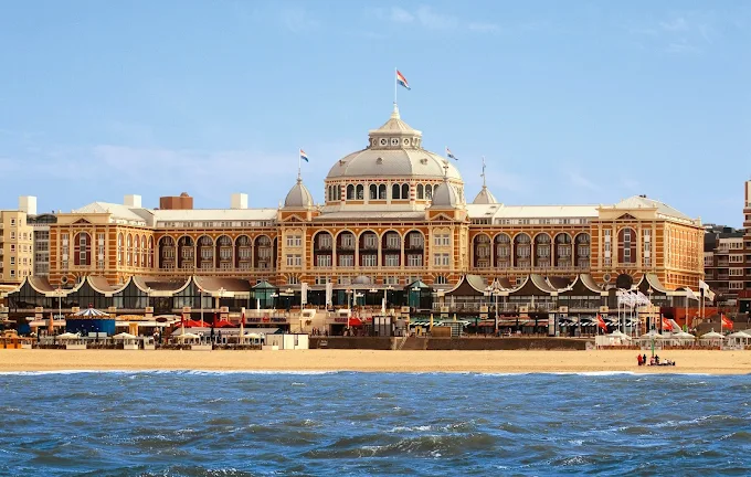 The historic Kurhaus hotel on the beach in Scheveningen